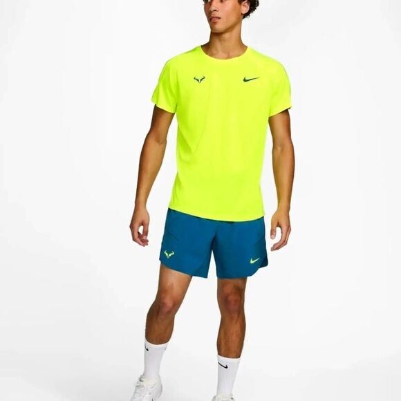 Nike Rafael Nadal Challenger Dri-Fit Crew Tennis T-Shirt Men's S Volt DV2887-702 - Picture 8 of 10
